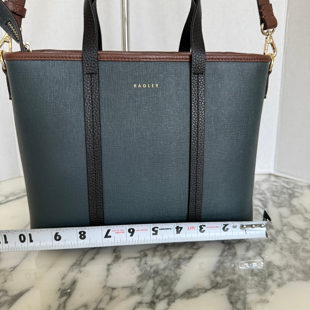 Radley London Templeton Place Blue/Brown leather Small Ziptop Grab Crossbody Bag - Picture 14 of 16